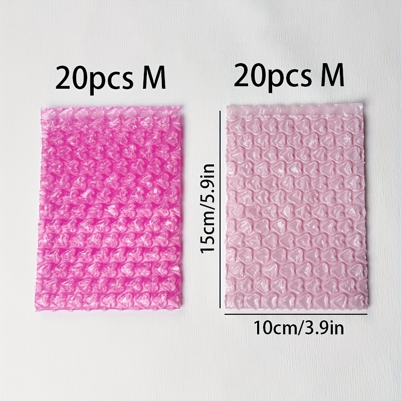 TEMU 40pcs Rose Pink Gift Bags Set, Party Favor Boxes And Gift Bags Packaging, Heart Bubble Heart Bubble Wrap Protective Bags, Used For Valentine's