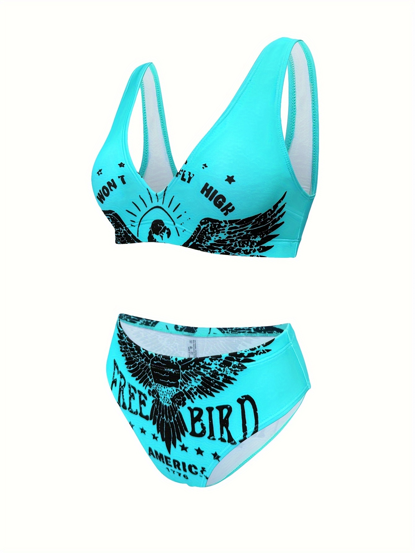 Factory Supply Fashionable Split Swimwear Women's Letter Print Two-Piece Bikini Beach Swimsuit