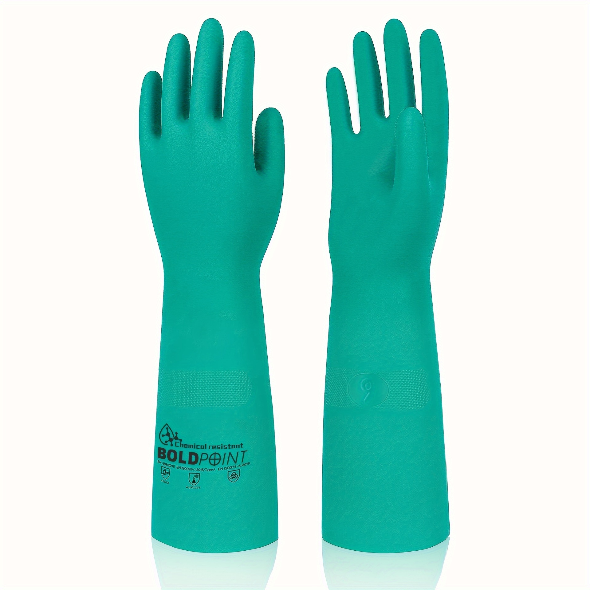 1 Pair, Heavy Duty Latex Gloves, Resist Strong Acid, Alkali And