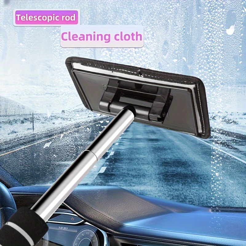 

1pc Telescopic Rod Windshield Cleaning Tool, Cleaner, With Telescopic Rod Fiberglass Cleaning Tool, Glass Rag Telescopic