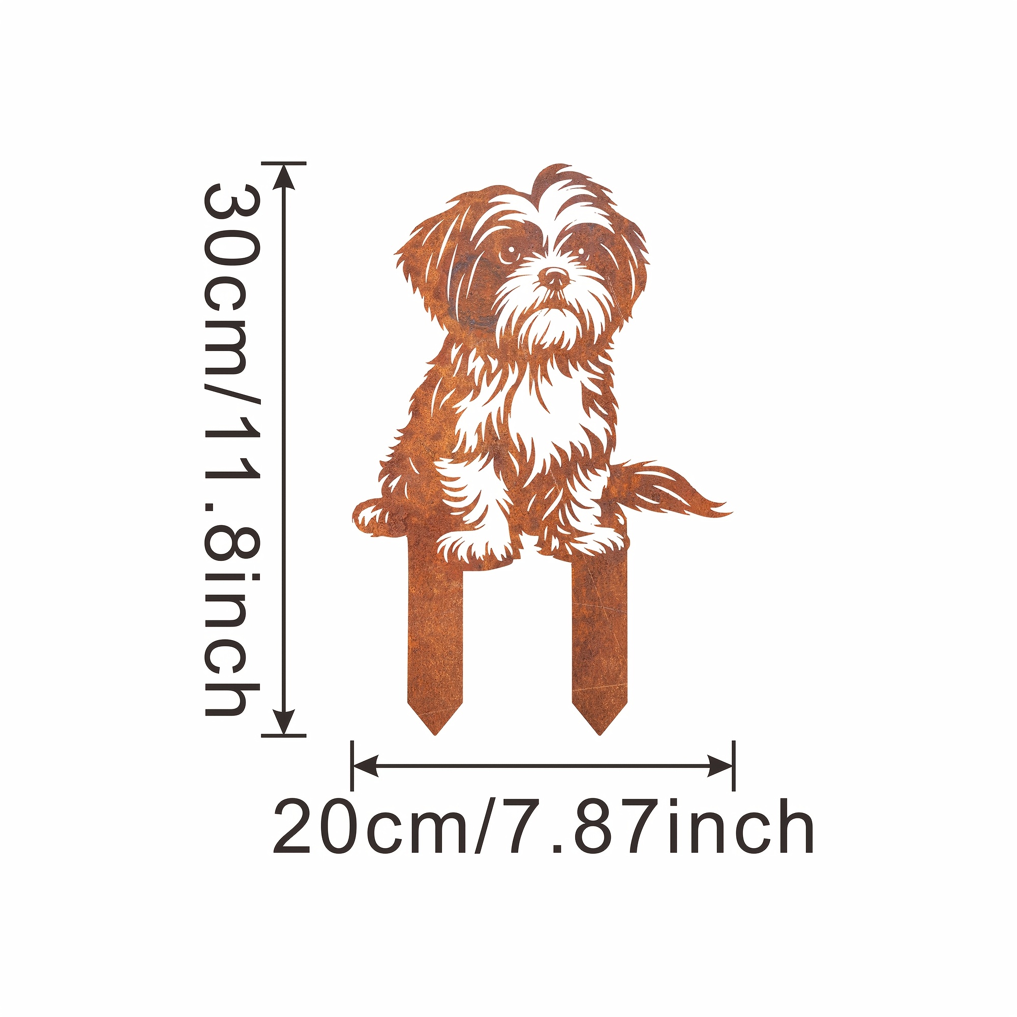 E-shop [2D Flach] . Shih Tzu Metall-Gartenschild, geeignet für Hundeliebhaber, rustikale -Hunde-Gartenkunst mit rostigem Metall – stehende Dekoration,
