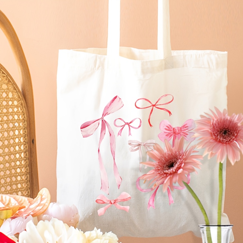 1pc pink bow coquette pattern tote bag shoulder bag travel Temu