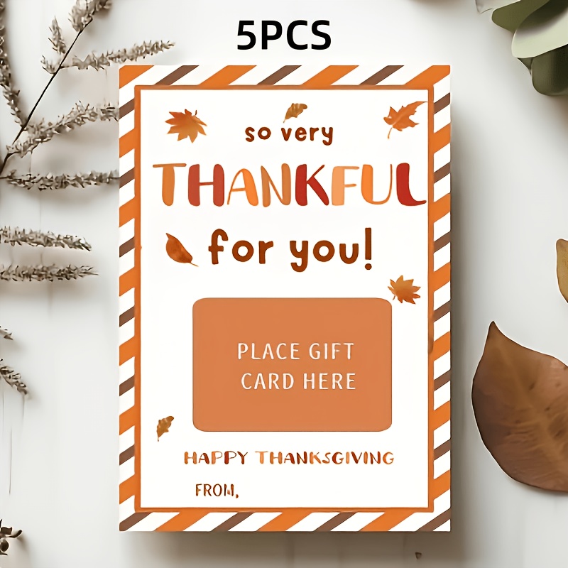 TEMU 5pcs Autumn Thanksgiving Gift Card Holder Set, "thank " Appreciation Cards, Fall Thanksgiving Teacher Thank You Gift Cards, Holiday Party