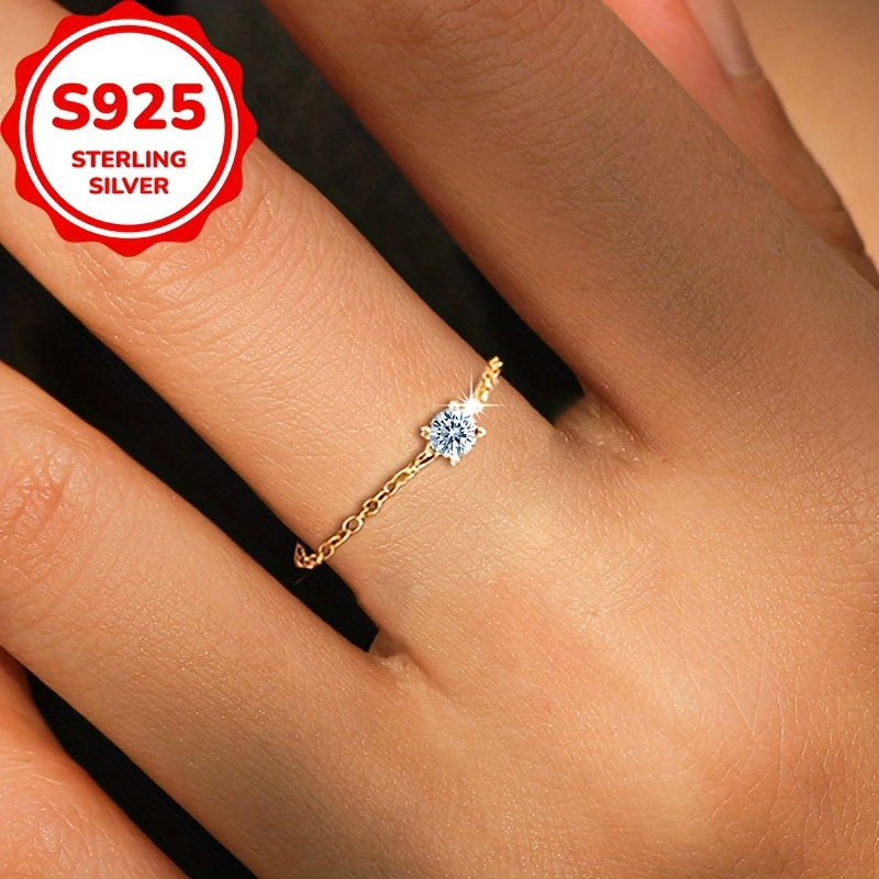 Women's S925 Sterling Silver Minimalist Geometric Soft Chain Ring