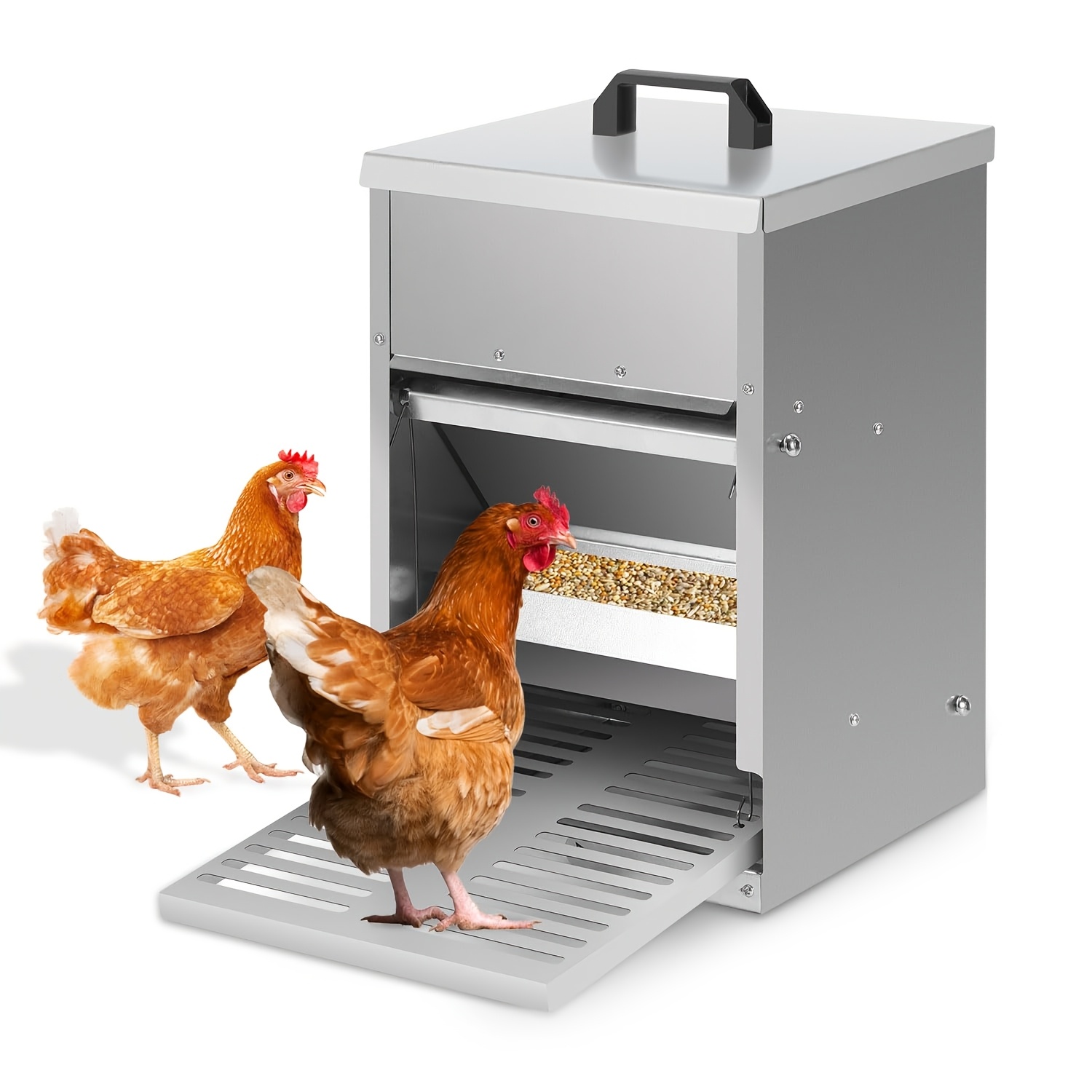 5kg Foot-operated Automatic Feeder | Galvanized Steel Rust-proof, Step-on To Open | Large Capacity, Suitable For Chickens/ducks/geese | Durable And Maintenance-free