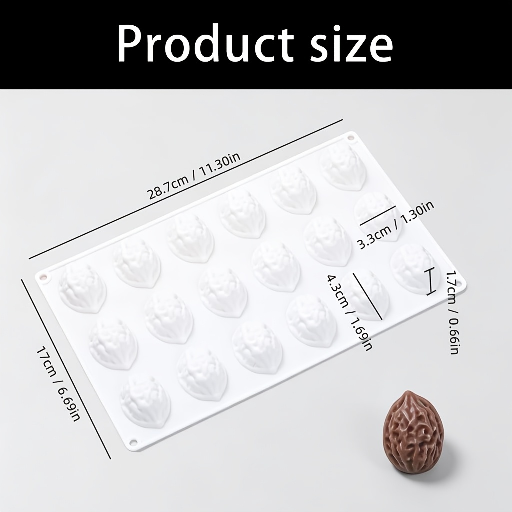TEMU Nut Silicone Mold 18-cavity, Baking Tray For Mousse Cake, Chocolate, Candy & Jelly, Reusable Food-grade Mold For Dessert Decor, Soap, Resin &