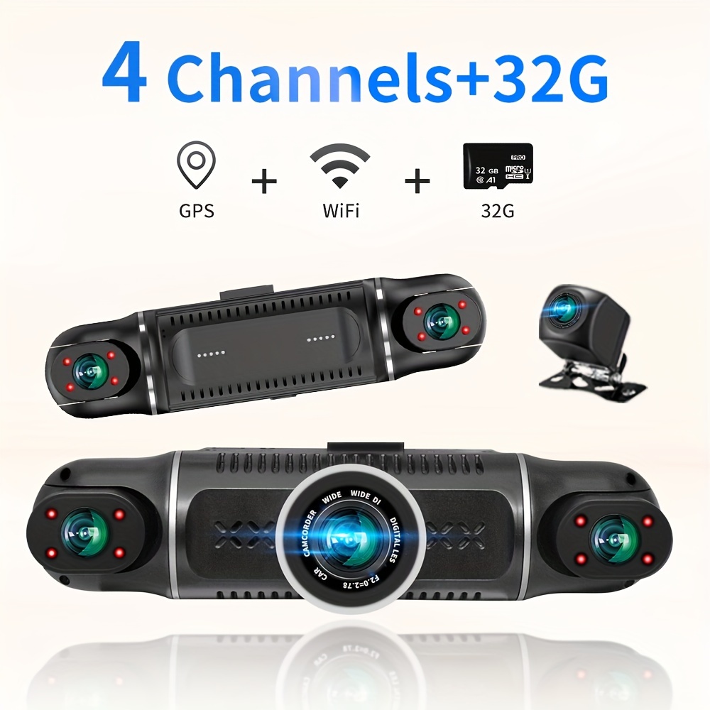 4 channels dash cam adjustable lens fhd - Temu