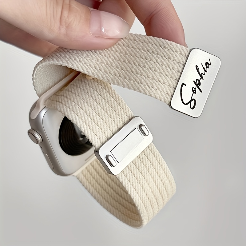 TEMU Laser Personalized Custom Name Fashionable Easy-to-wear Nylon Braided Magnetic Breathable Watch Band Suitable For Ultra S11 S10 42mm 46mm 49 41