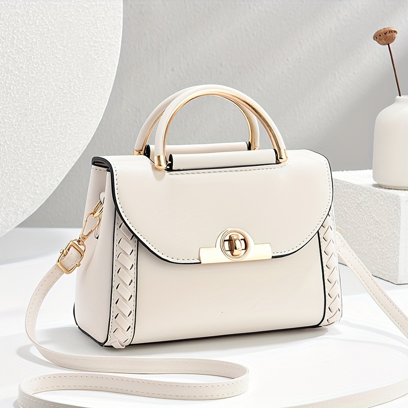 Elegant Wo 's Handbag - Large Capacity, Versatile Shoulder & Handbag With Golden-tone Hardware, White Braided Design, And Adjustable Strap For Everyday Use, Everyday Handbag | Elegant Accessory | Bag