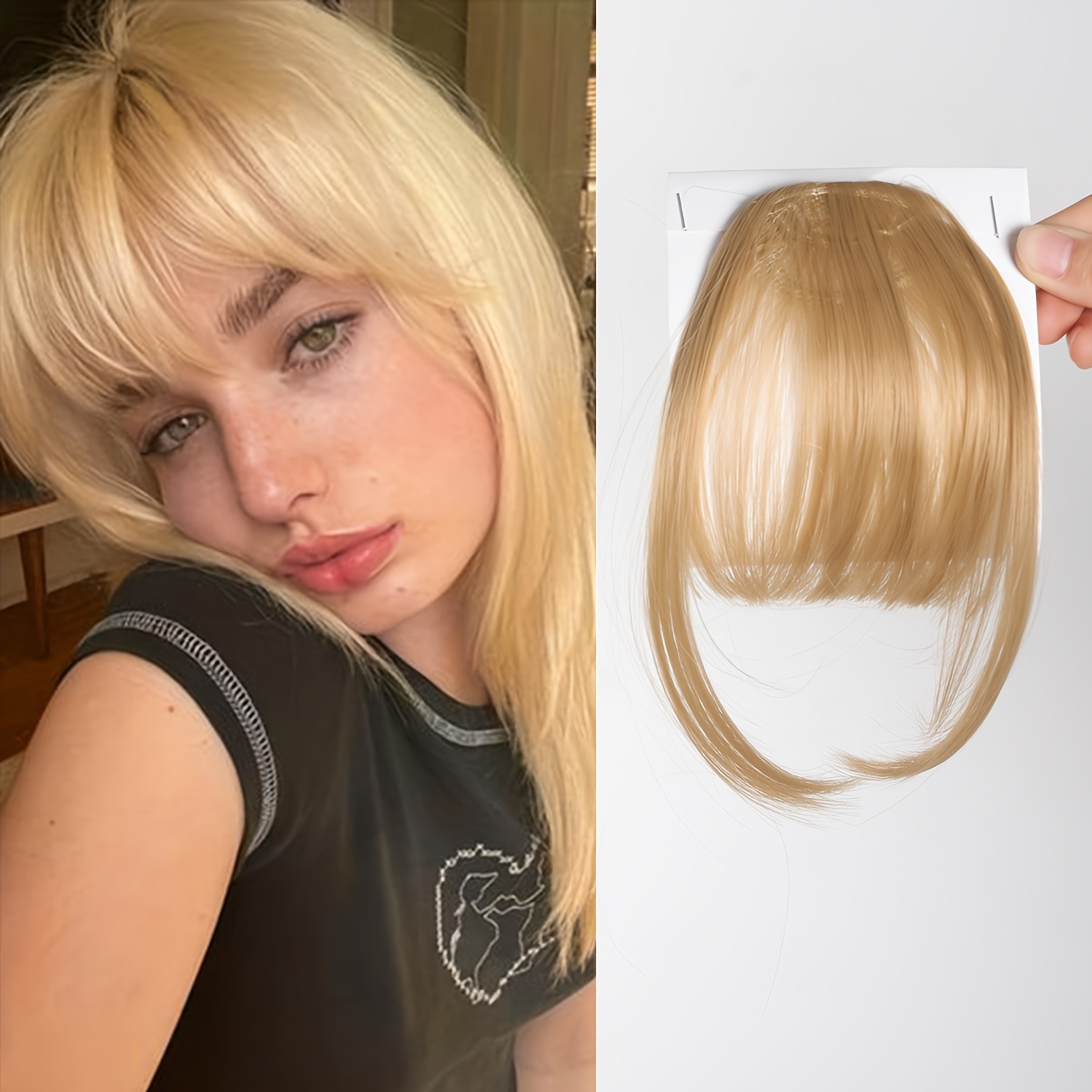 womens straight synthetic clip in hair bangs extension natural looking air fringe hairpiece invisible clip hair   7 5g basics style details 5