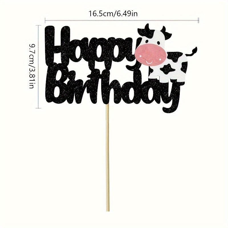 A Birthday Cake Topper Featuring Animal For Cow For A 's Birthday Party Decoration With An Animal Theme