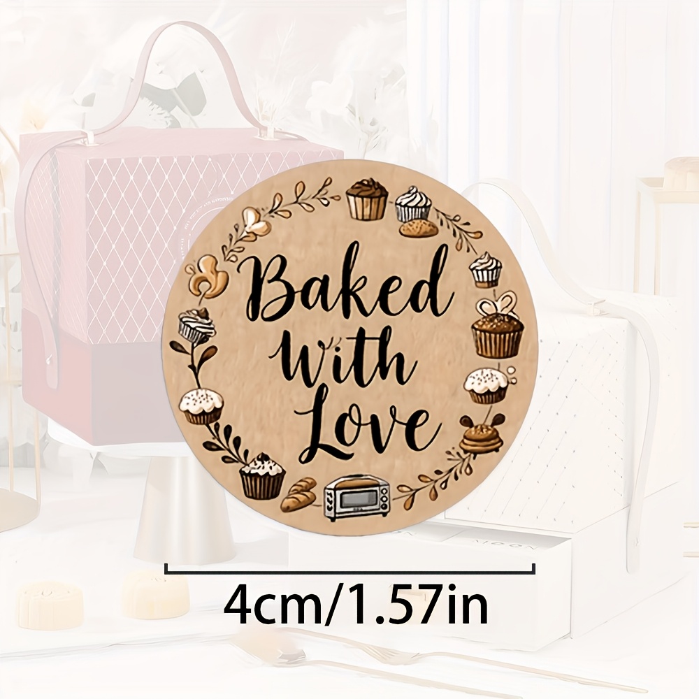 TEMU 42pcs Round Stickers Suitable For,, Bread & Pastry Decorations - Light Brown With Grass Background, English Labels For Bakeries, Cafes, Parties,