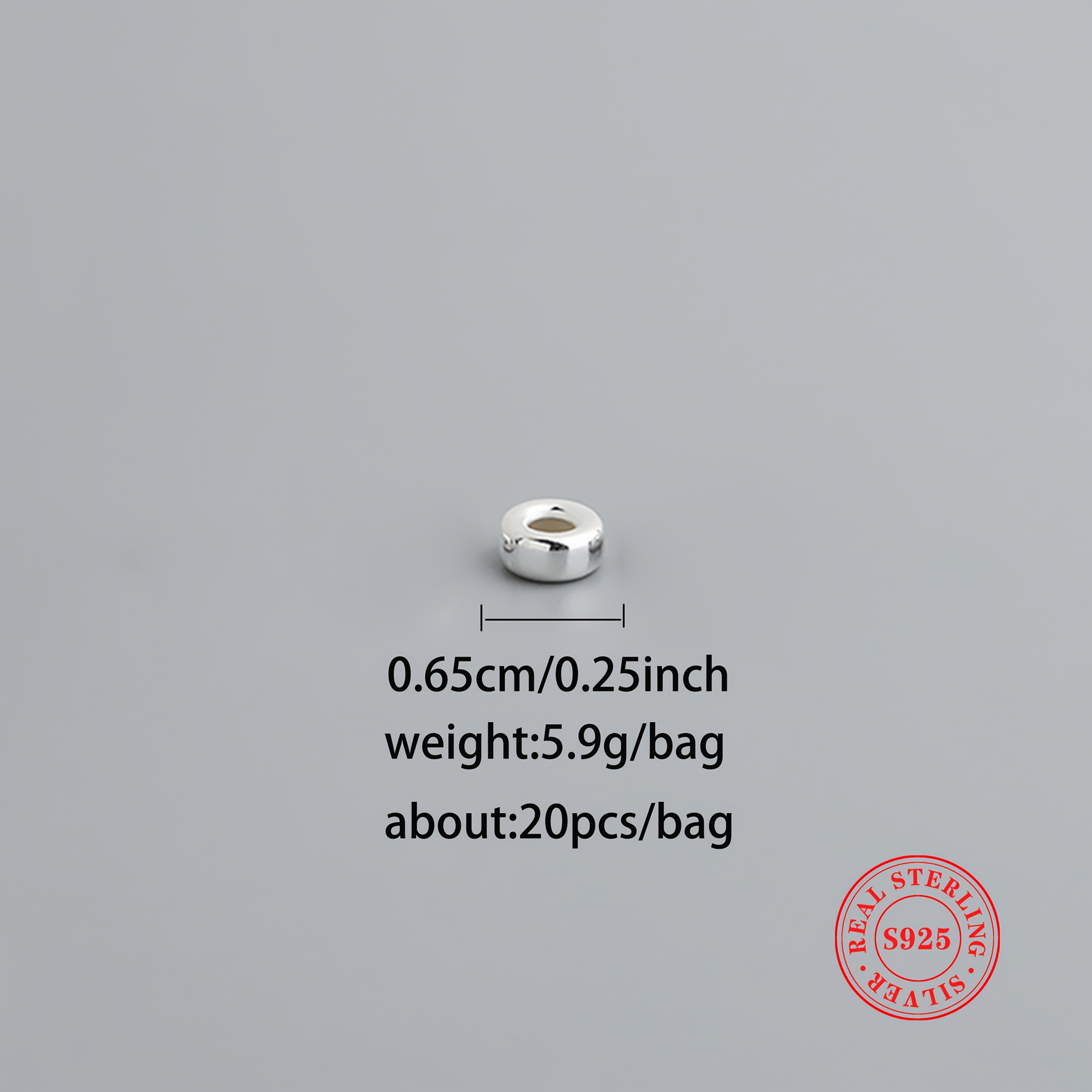TEMU 20pcs Per Pack S925 Pure Silvery Wheel Beads, Blister Beads, Spacer Beads, Loose Beads, Washer Accessories, Diy Beading, Braided Rope, Bracelet