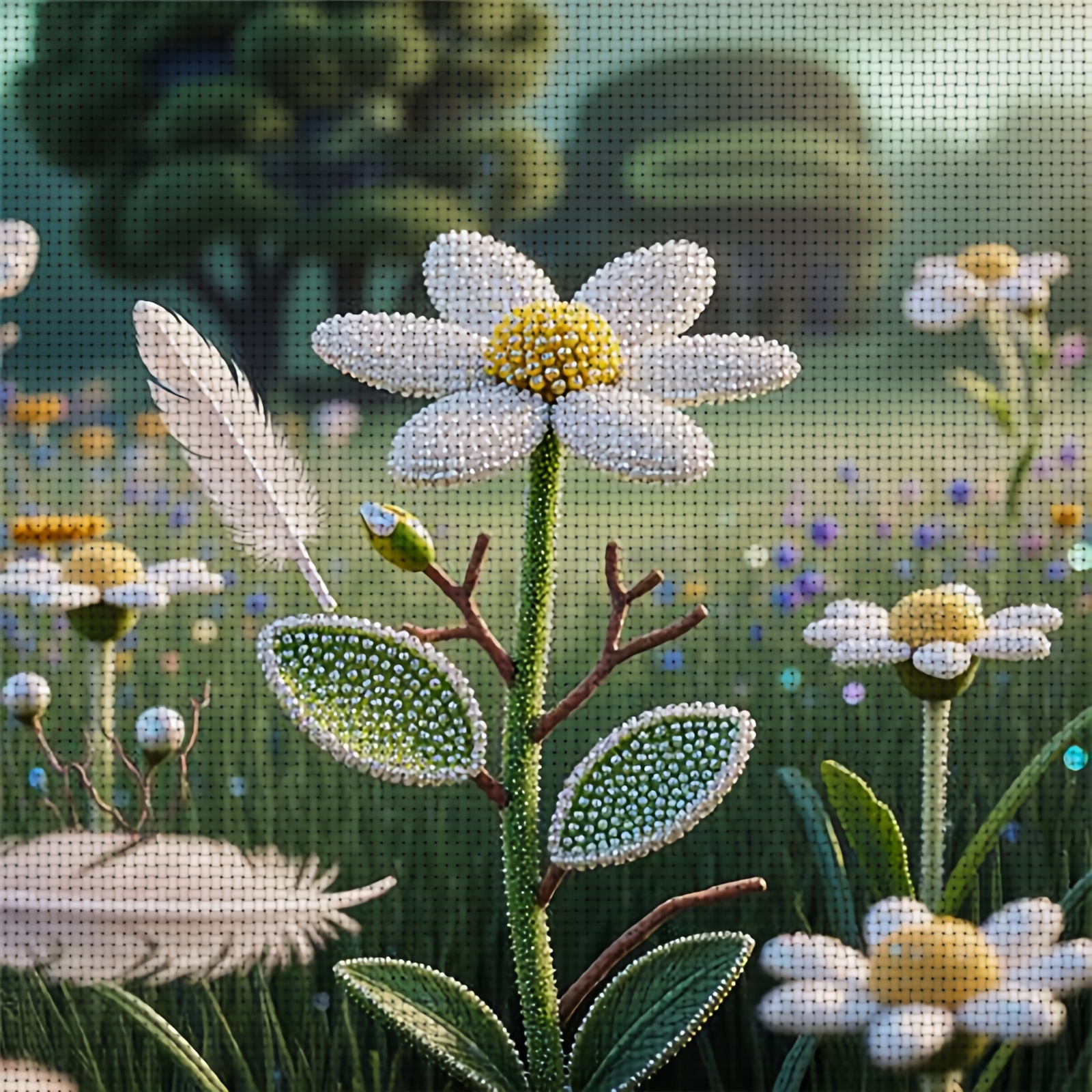 "Daisies in the Meadow" Cross Stitch Kit, Ideal for Beginners