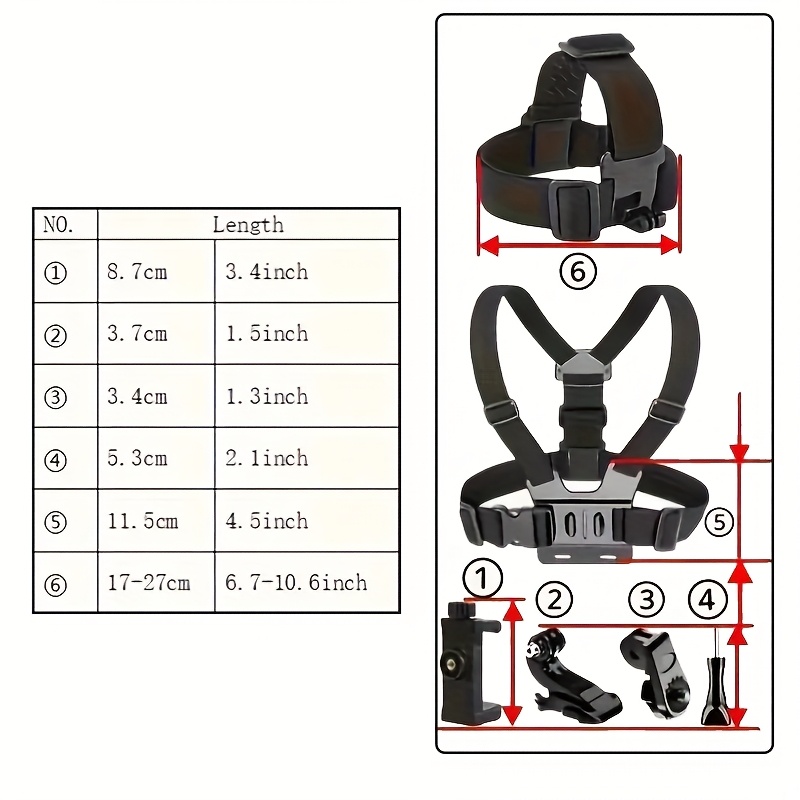 TEMU Kit d'accessoires ultime pour caméra 6 pièces - Ensemble polyvalent, support de clip de téléphone réglable pour Gopro, et plus