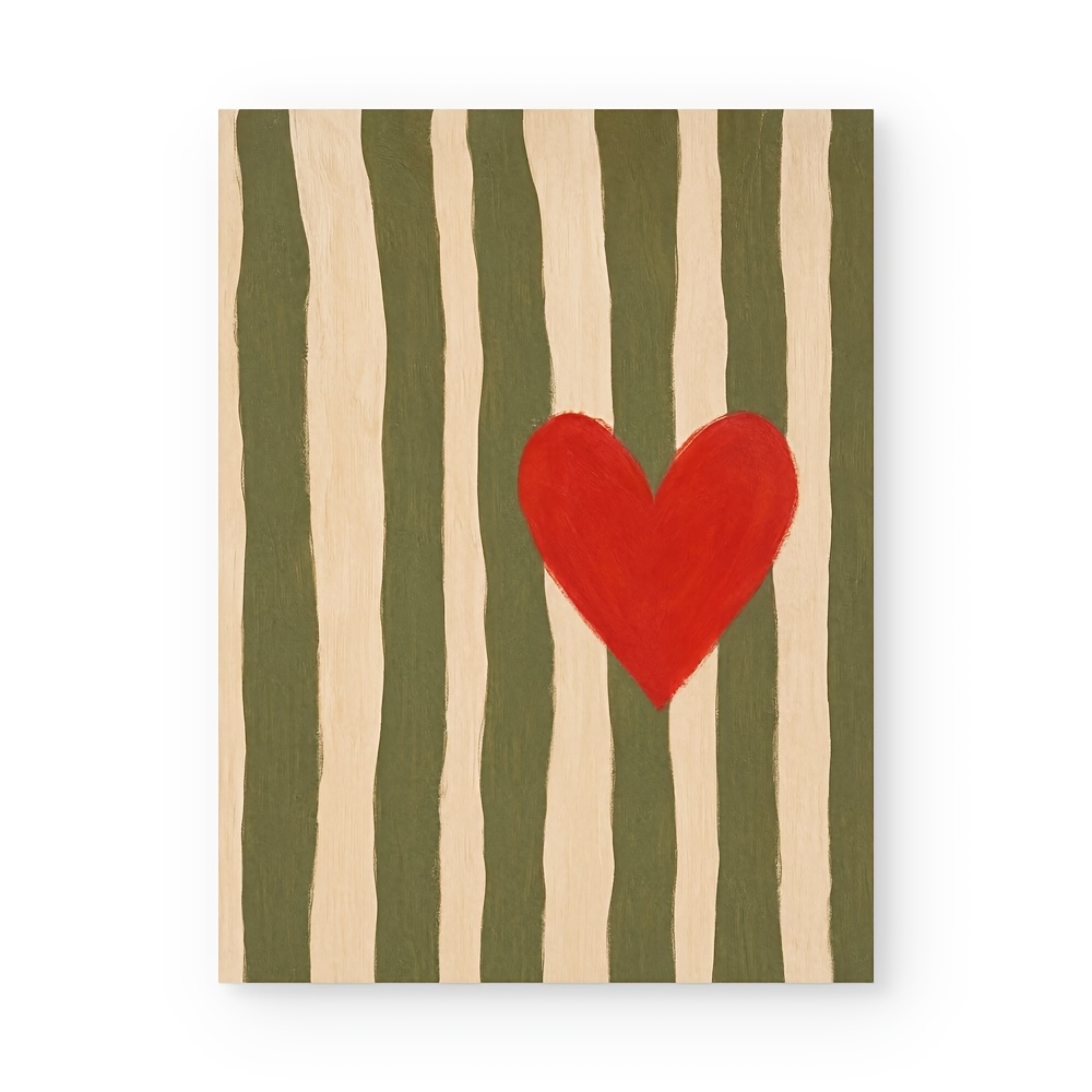 TEMU 2d Flat, Modern Minimalist Vertical Striped Heart & Suitable For Rooms Thick Canvas - Vertical Wall Art, Hd Printing Suitable For Living Room,,