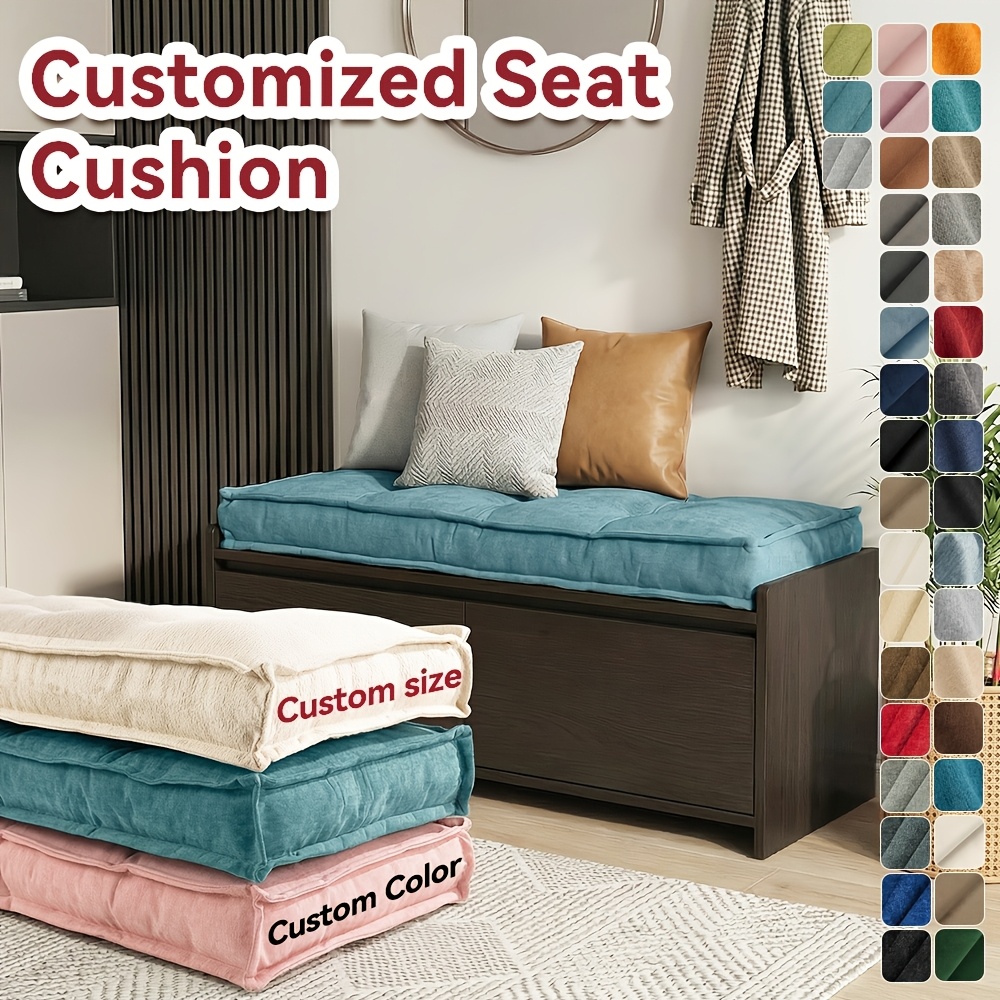 TEMU Custom Seat Cushion, Indoor Window Sill Furniture Bench Cushion, Containing High Rebound Foam Particle Filler, Quilted Button Decoration, 30