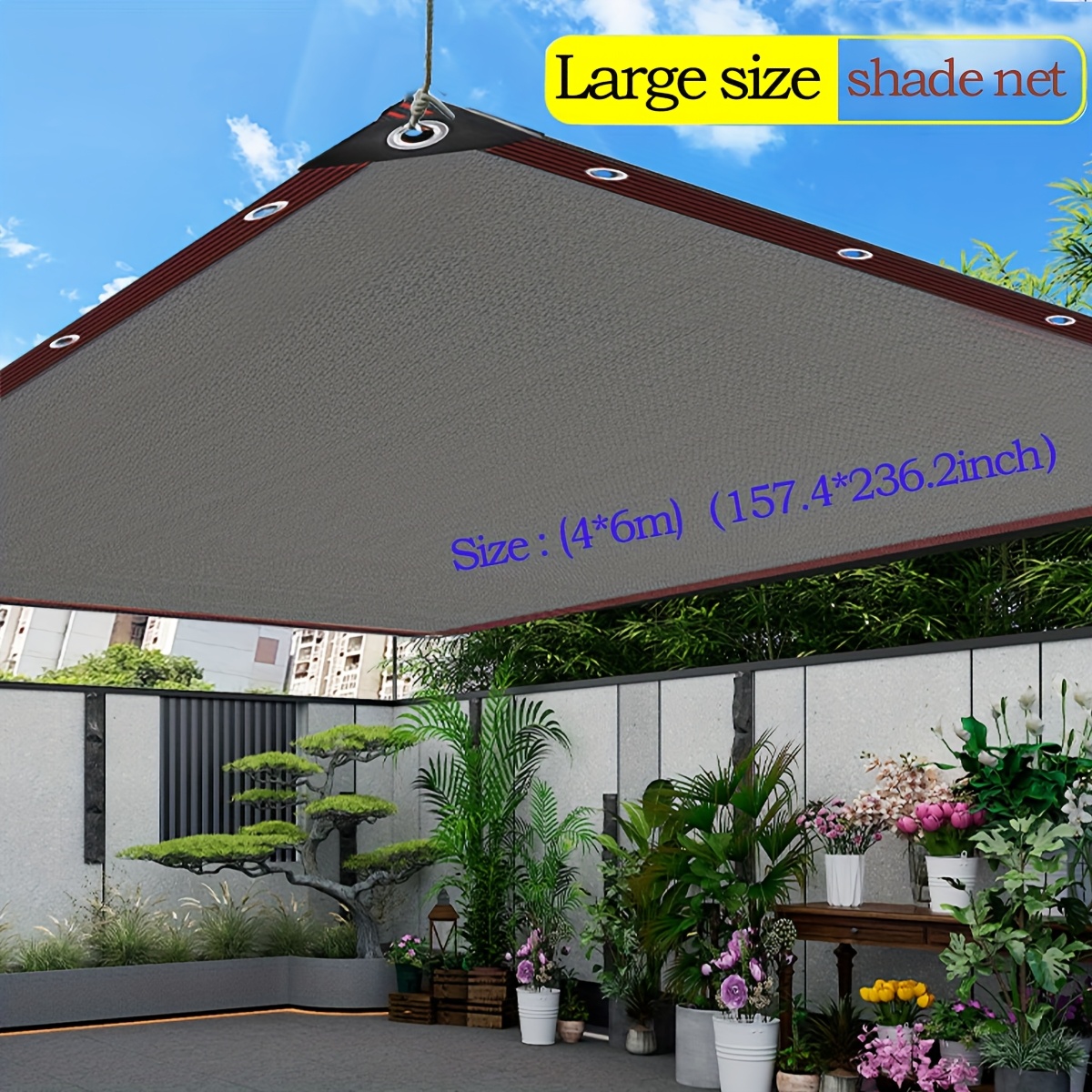 E-shop Großes graues Sonnenschutznetz, Hof-Sonnenschutzgewebe, effiziente Sonnenschutzfolie, geeignet für Pavillons, Gärten, Outdoor-Partyaktivitäten,