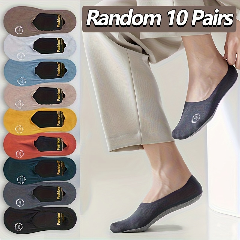 TEMU 10 Pairs Random Color Of Invisible Boat Socks For Men With Mesh, Quick Drying, Breathable, Sweat Absorbing, Comfortable, And Cool In Summer.