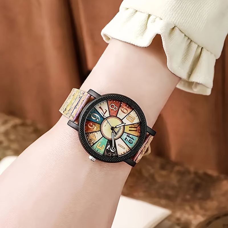 wrist watches pu leather quartz vintage zinc alloy pointer fashionable accessory gift for women her 3