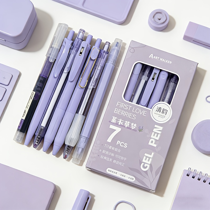 TEMU 7pcs/35pcs (5 Boxes) High Aesthetic Click Pens Same Color Dopamine Student Quick-dry Neutral Pens 0.5mm Writing Pen Set St Black Pen