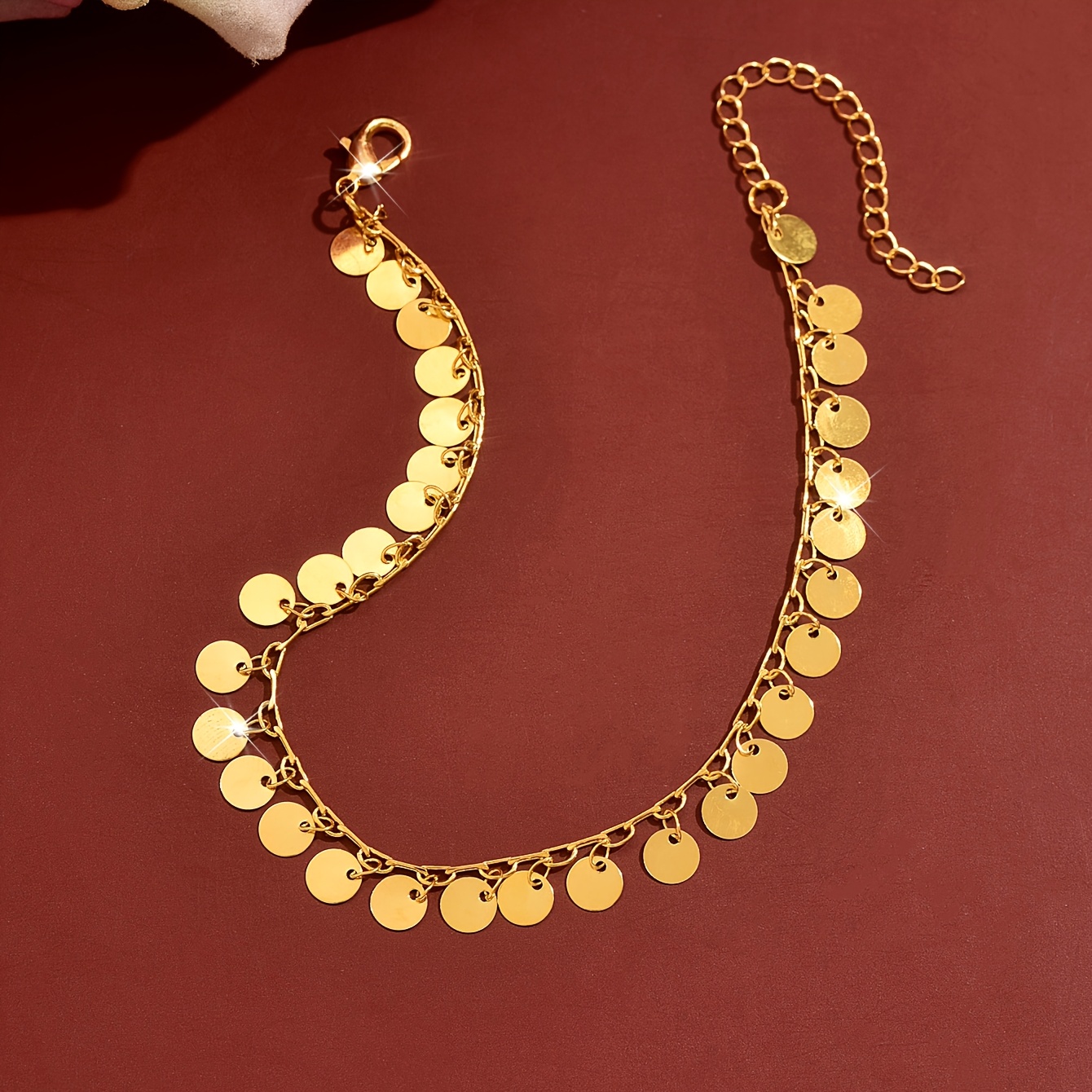 Women's Exquisite Round Sequin Anklet, Adjustable