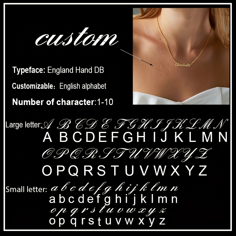 TEMU Custom Name Necklace Stainless Steel Personalized Exquisite Charm Women's Necklace Daily Wear Fashionable Retro Style Birthday Gift For