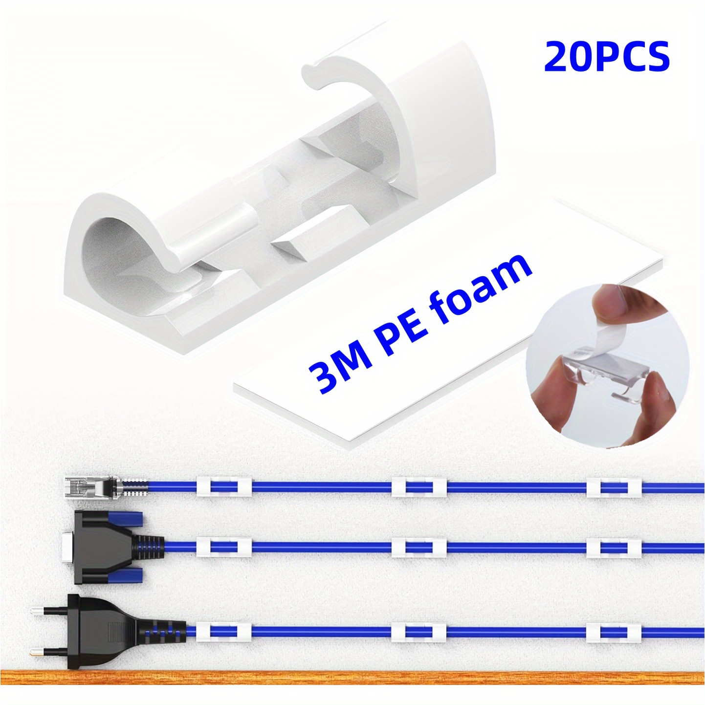 Clips para cables con fuerte autoadhesivo, organizador de cables, soporte para  cables de TV, cable y