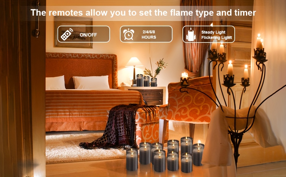 3 stuks Vlamloze LED Kaarsen met Afstandsbediening - Realistische Flikkerende Beweging, Instelbare Helderheid, Ideaal voor Romantische Diners & Huisdecoratie, Werkt op Batterijen (Batterijen Niet Inbegrepen) - Elegante Ronde Kaarsvorm, Kaarsen Decoratief