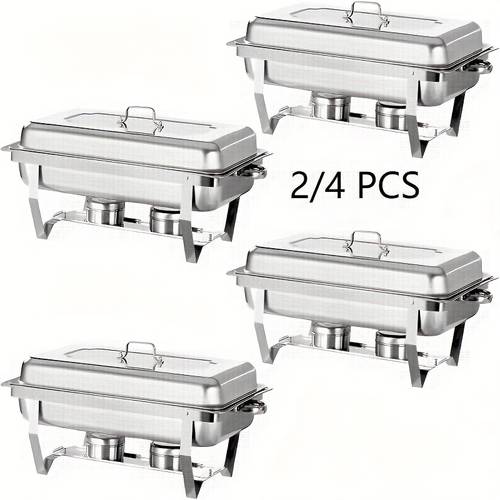 9l 2 4pcs 1 1 full size pan stainless steel chafing dish buffet set durable food warmer kit with tight fitting lids deep food pans water pan for restaurant catering parties halloween christmas cooking