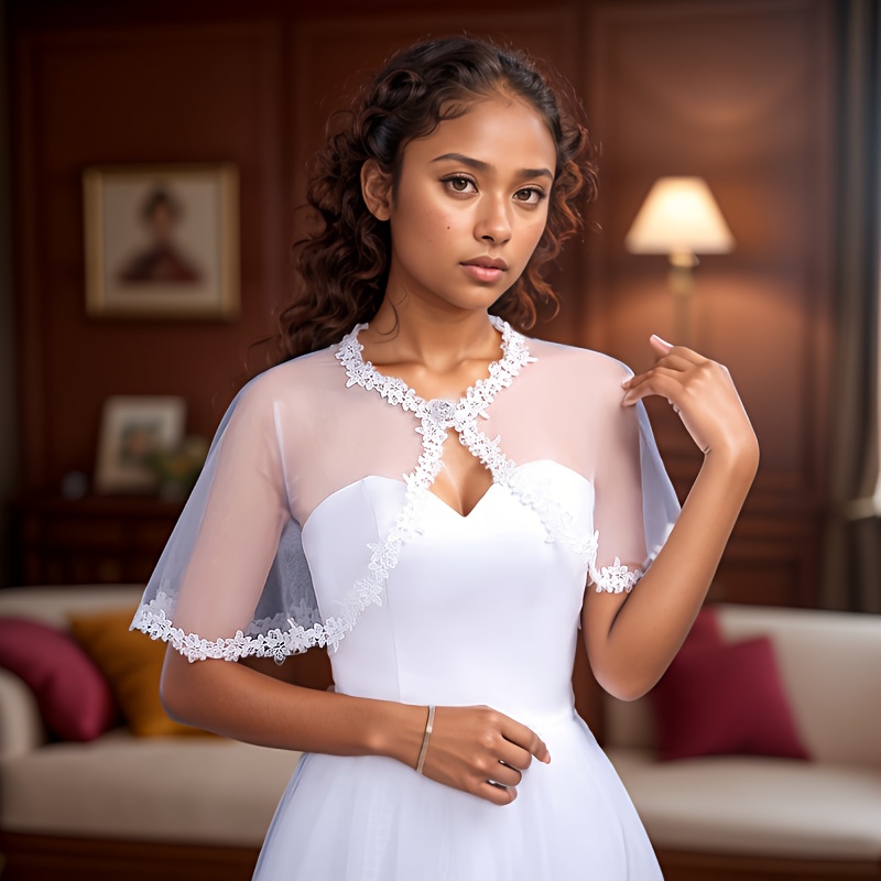 elegant off-shoulder wedding dress suitable for winter weddings - thin shawl  dress with arm cover, bridal veil, one-shoulder dress for weather  ceremonies & banquets - jewelry & accessories