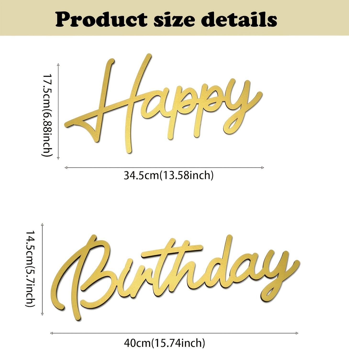 TEMU Bannière Joyeux Anniversaire pour de Fond, Décoration Murale Accessoire Photo Adaptée aux Fêtes d'Anniversaire pour Adultes - Doré Étincelant