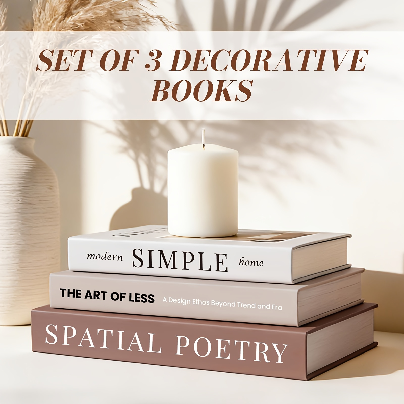 3pcs Decorative Books, Coffee Table Books For Table Decor Or Shelf Decor, Fake Books For Home Decoration