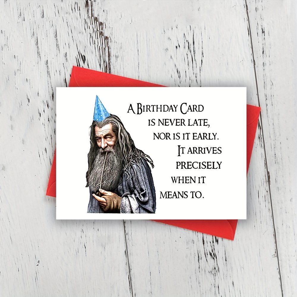 

Wizard-themed Birthday Greeting Card With Humorous Quote For Anyone - Perfect For Belated Or Timely Birthday Wishes (pack Of 1)