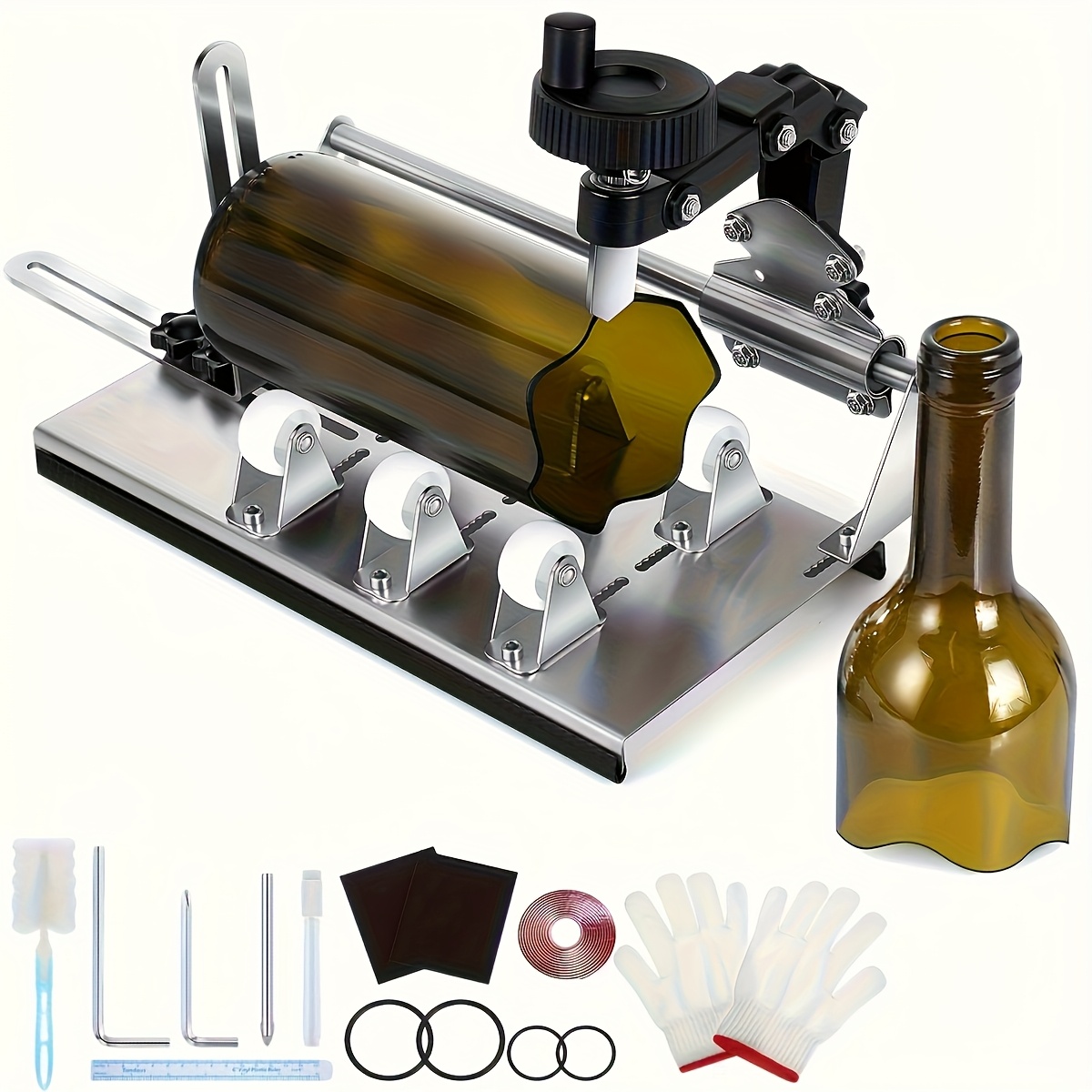 TEMU 1pc Multifunctional Glass Cutter, High-strength Alloy, Precise Cutting, Waterproof, Rustproof, Durable, With Manual Extendable Handle, Suitable