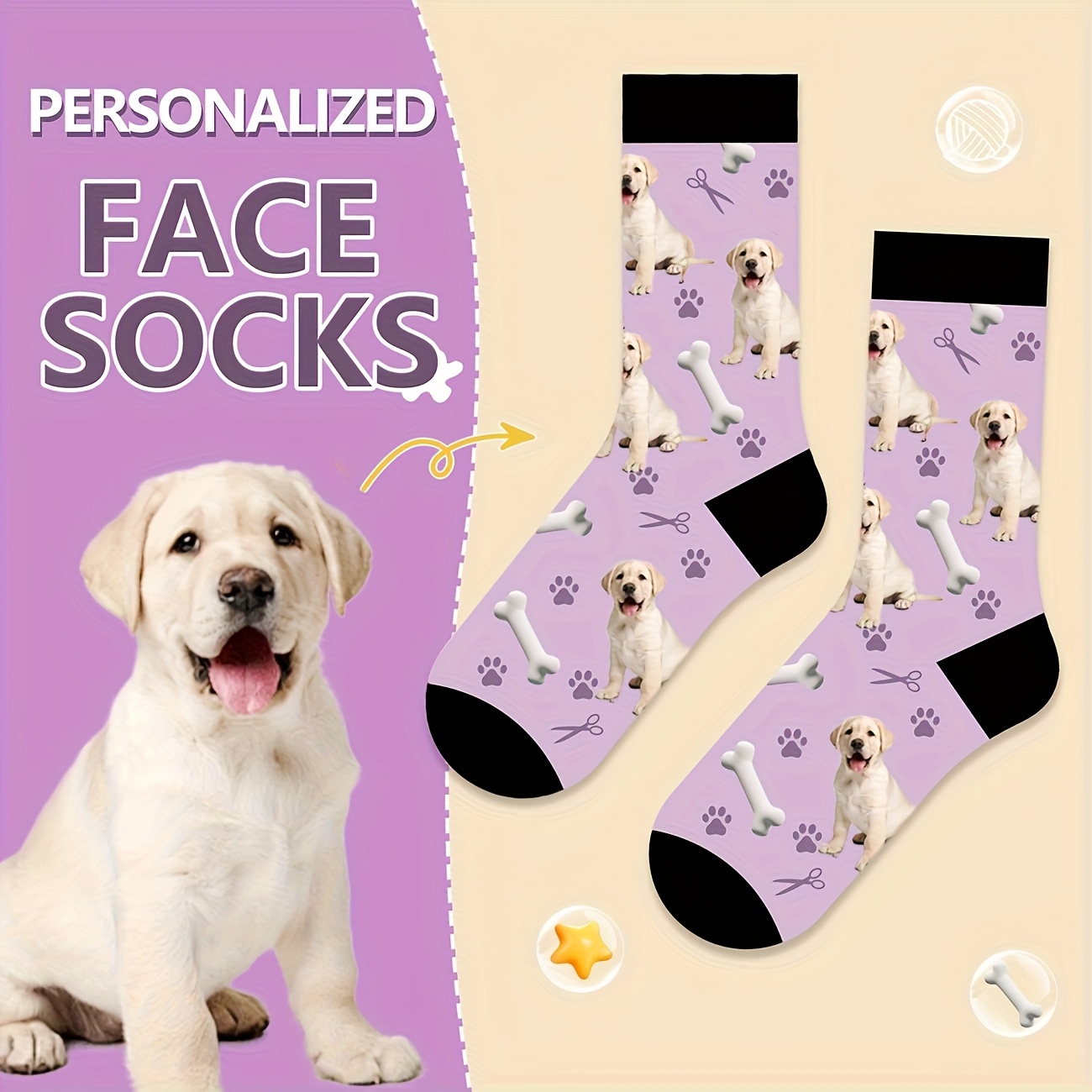 

Customized Animal Pattern Face Tube Socks - 1 Pair, Personalized Knit Fabric Socks, Polyester & Spandex , Novelty Gift For Couples, Suitable For Valentine's Day, Easter, , Day, - Fits Eu Sizes 32-40