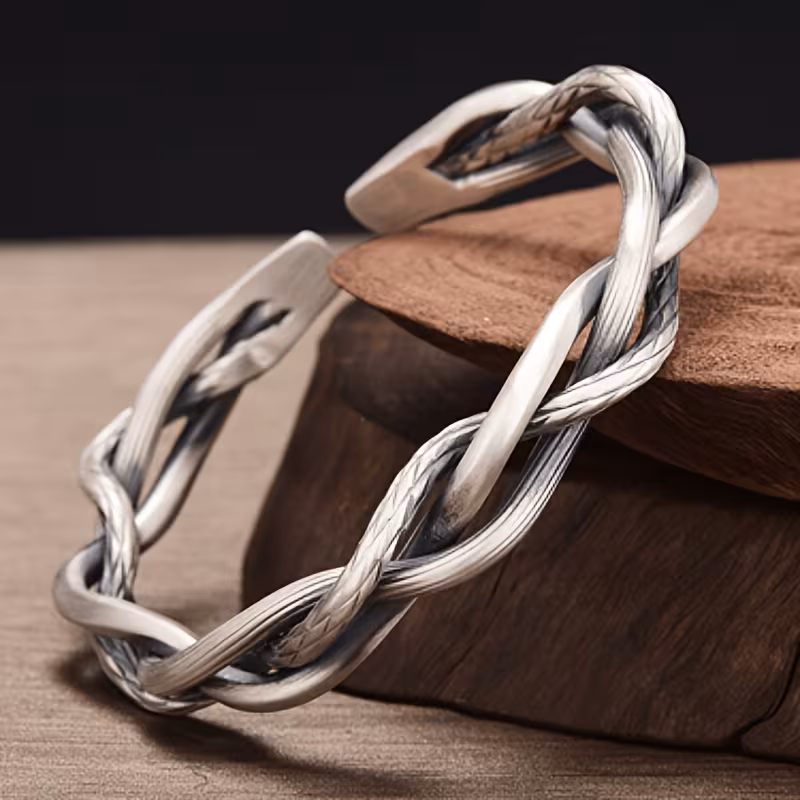 1pc vintage fashion woven fried dough twists bracelet cuffs mens and womens party bracelets womens jewelry Product details 1