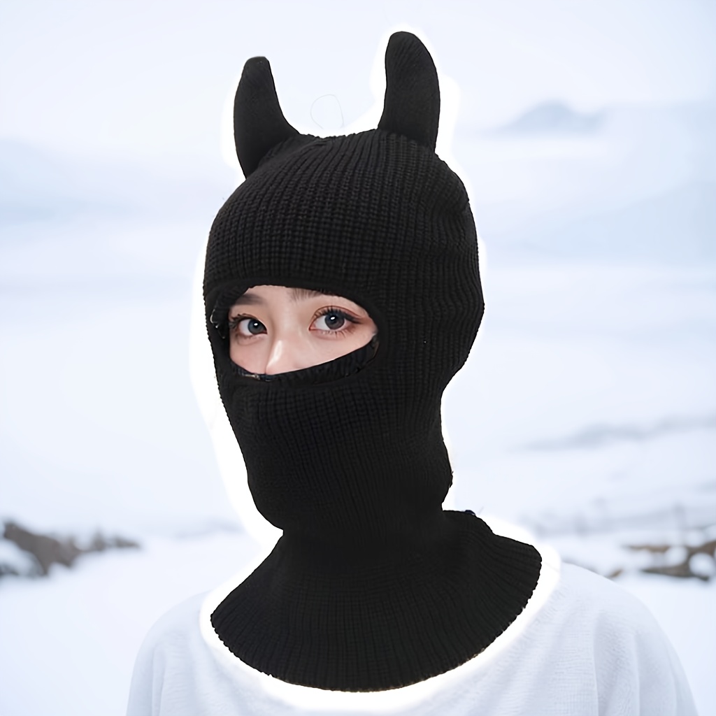 1 hole balaclava horn high gsm winter warm breathable ski - Temu