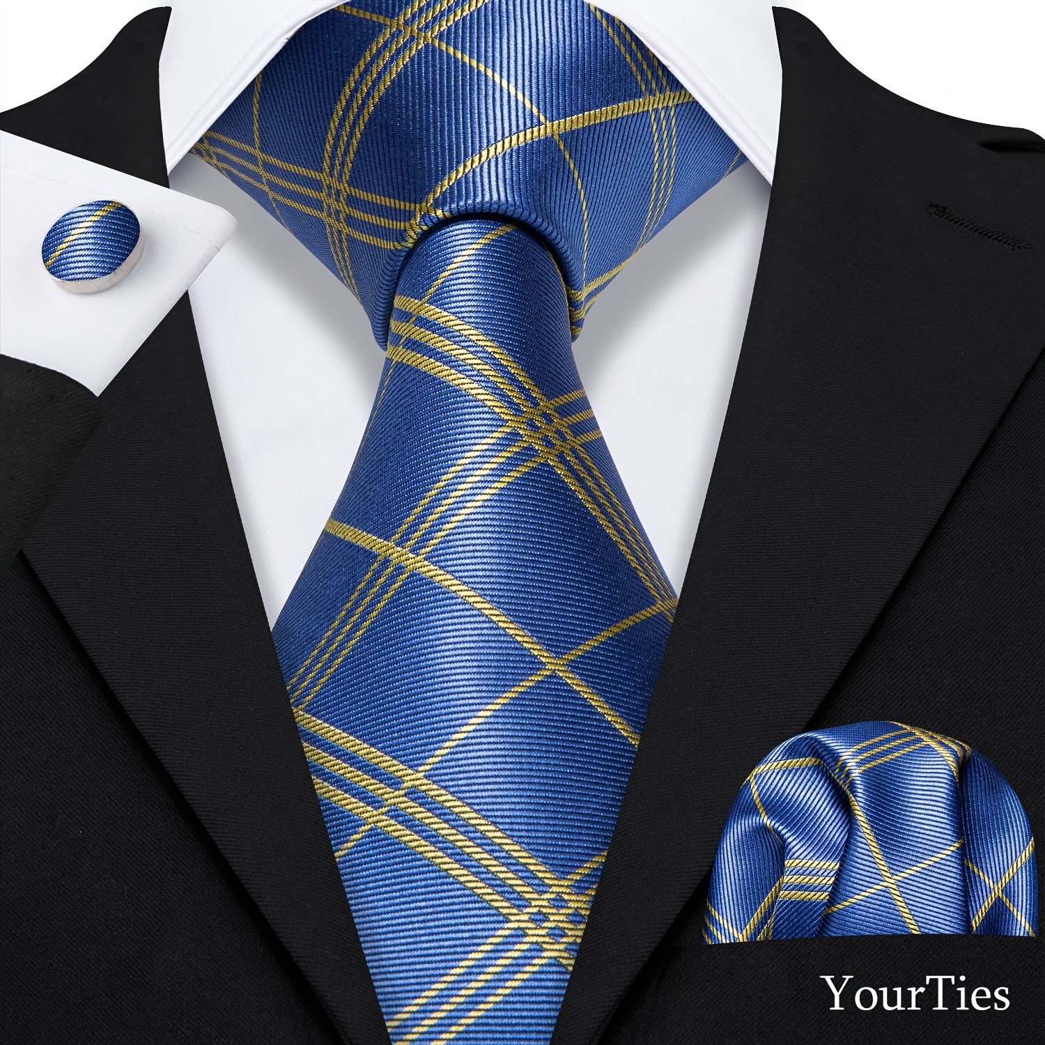 

Yourties & Handkerchief & Cufflinks Sets, For Business Party, Father's Day Gift