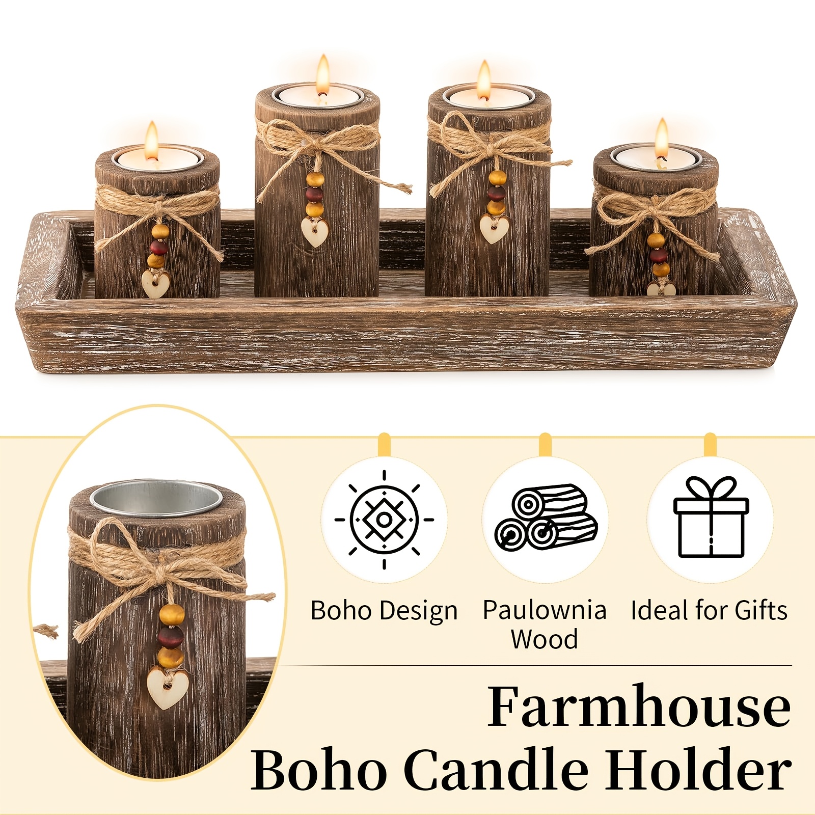 Vassoio Rotondo Decorativo In Legno E Nero – Moderno Minimalista Per Tavolino, Portacandele, Organizer Profumi O Vassoio Da Colazione - 6