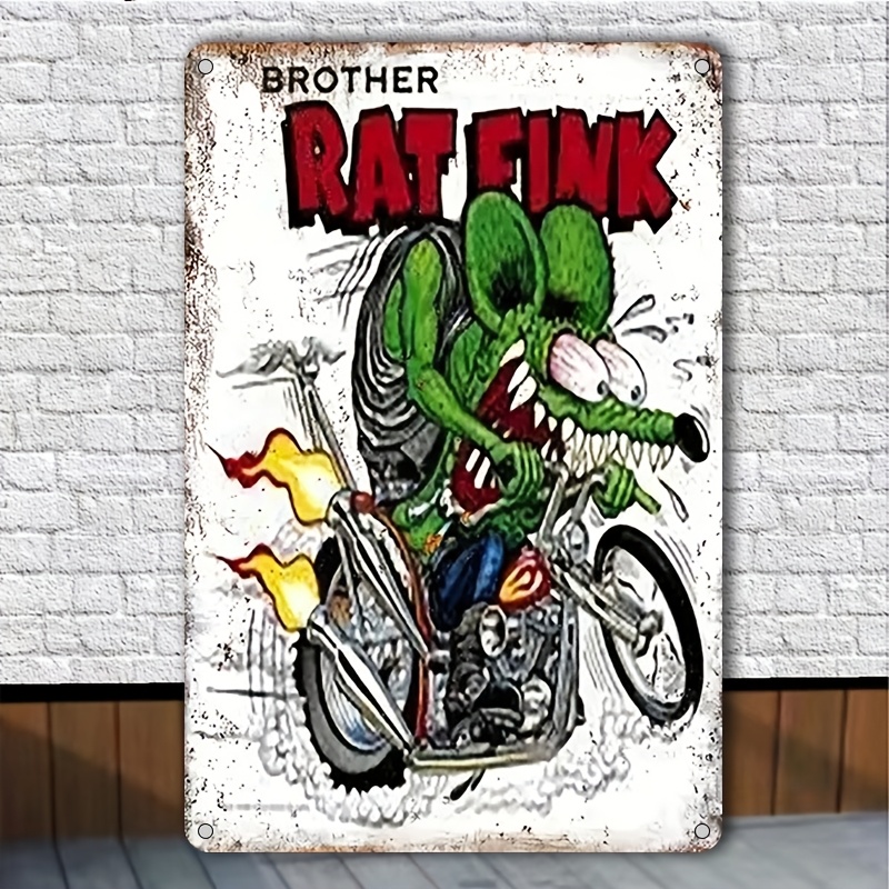 Vintage Brother Rat Fink Motorcycle Art Tin Metal Signs Home Décor
