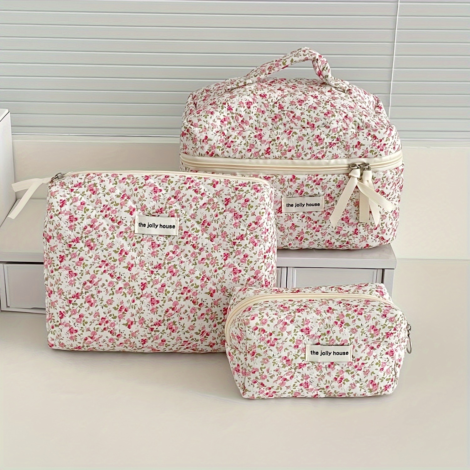 TEMU Six-color Floral Makeup Bag Set Korean Version Easy Ins Versatile High-value Portable Storage Bag