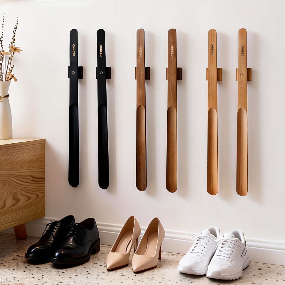 onneso 55 5cm   wood magnetic shoe horn solid     space saving magnetic attachment shoe lifter for elderly and pregnant women effortless shoe wearing without bending over household entryway shoe puller suitable for all