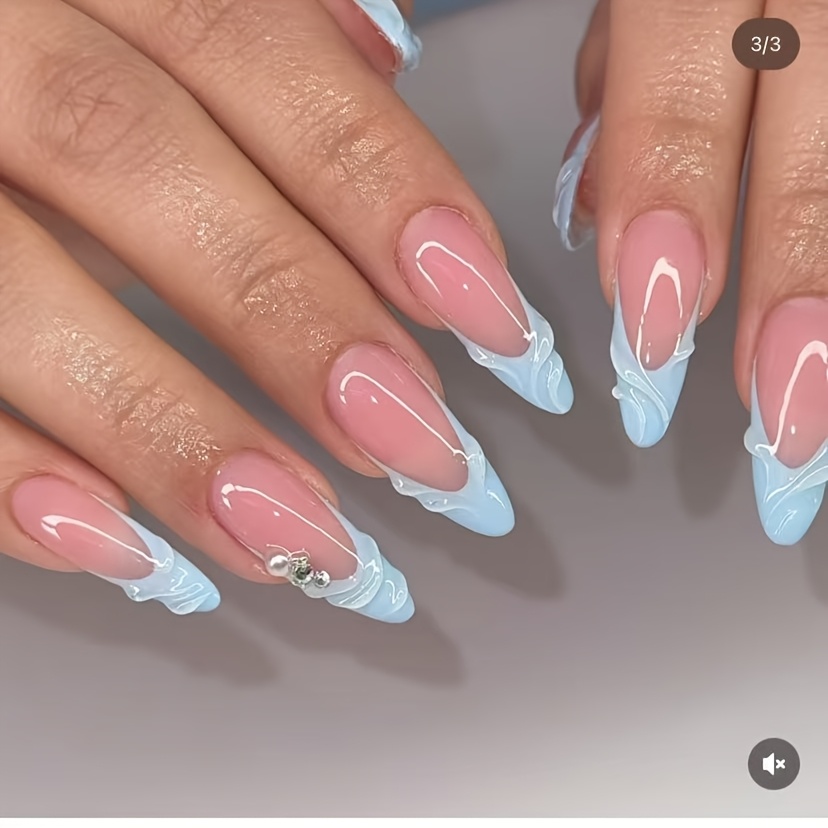 sehr lange künstliche fingernägel SHANGMENG® Weiße French Tip Press On Nails main image 1