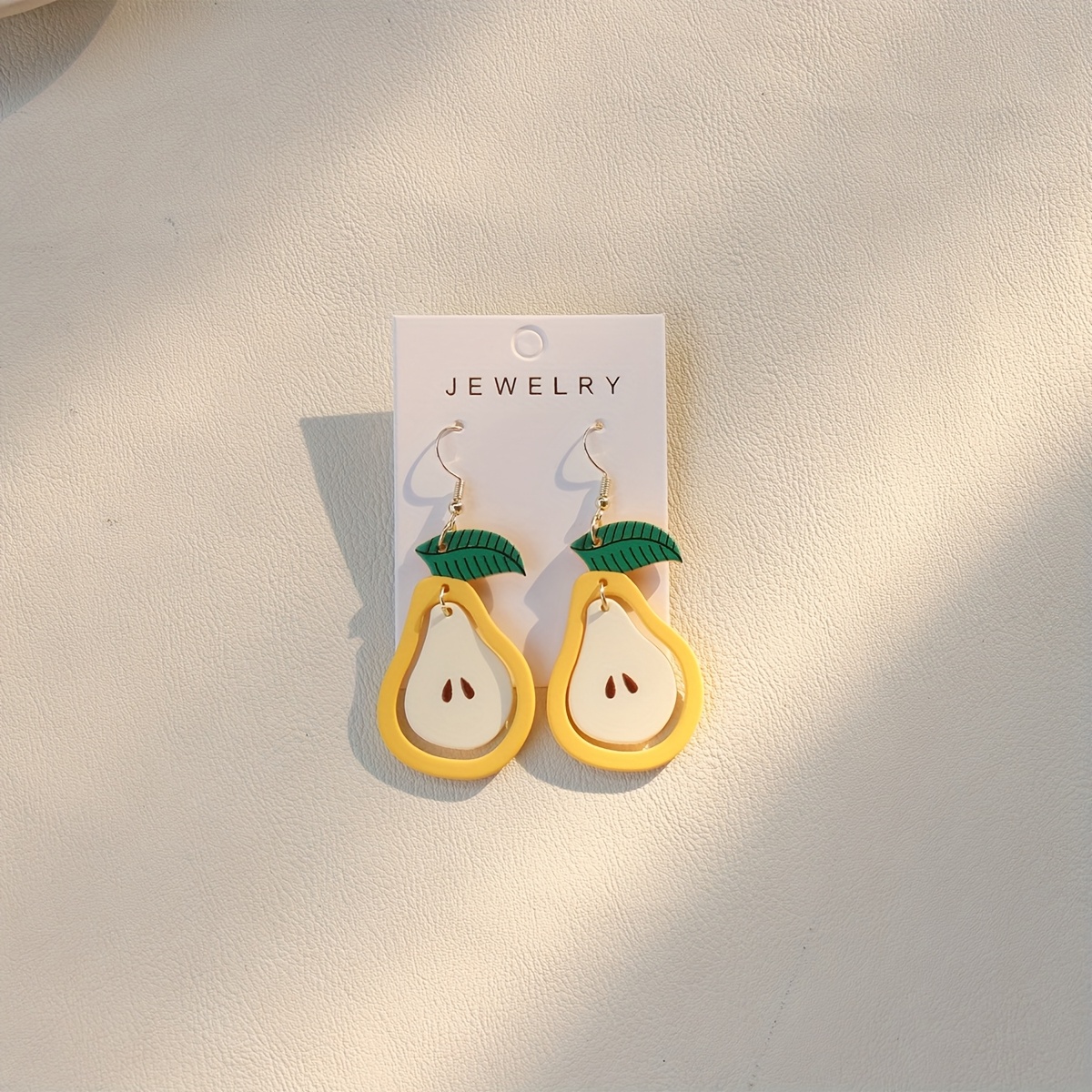 Image of 1 Pair Of Cute Romantic Vacation Pear Doodle Acrylic Pendant Earrings For Women, Festival Gift