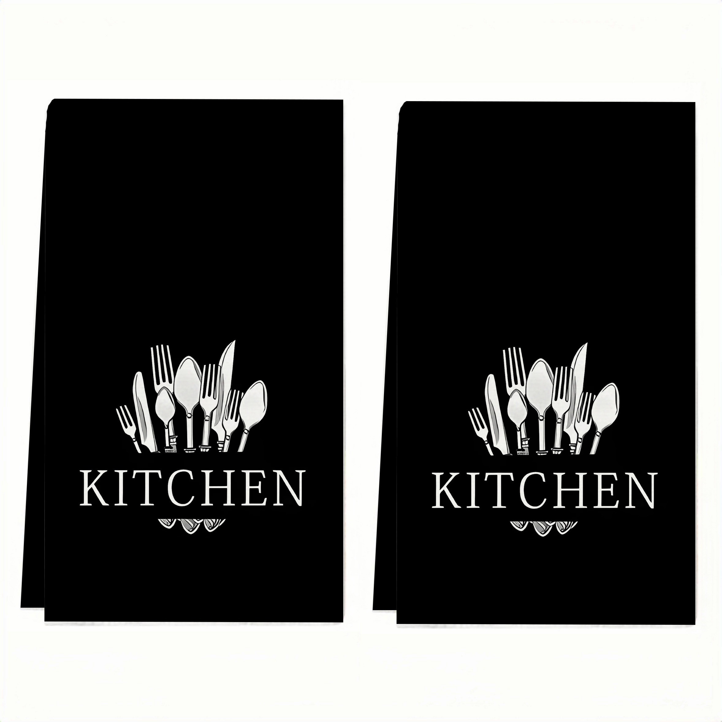

2-piece Soft & Absorbent Microfiber Kitchen Towels - Spoon & Fork Design, Perfect For Drying Dishes & Hands, Ideal For Holiday Decor & Everyday Use
