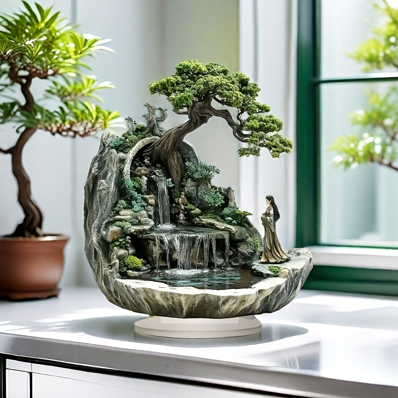 

2d Flat Acrylic Bonsai Landscape With Waterfall, 2d Plane Tabletop Decor, Multipurpose Asian Style Desk Ornament, Ideal For Home & Outdoor Celebrations, Perfect Gift For Family, No Electricity Needed