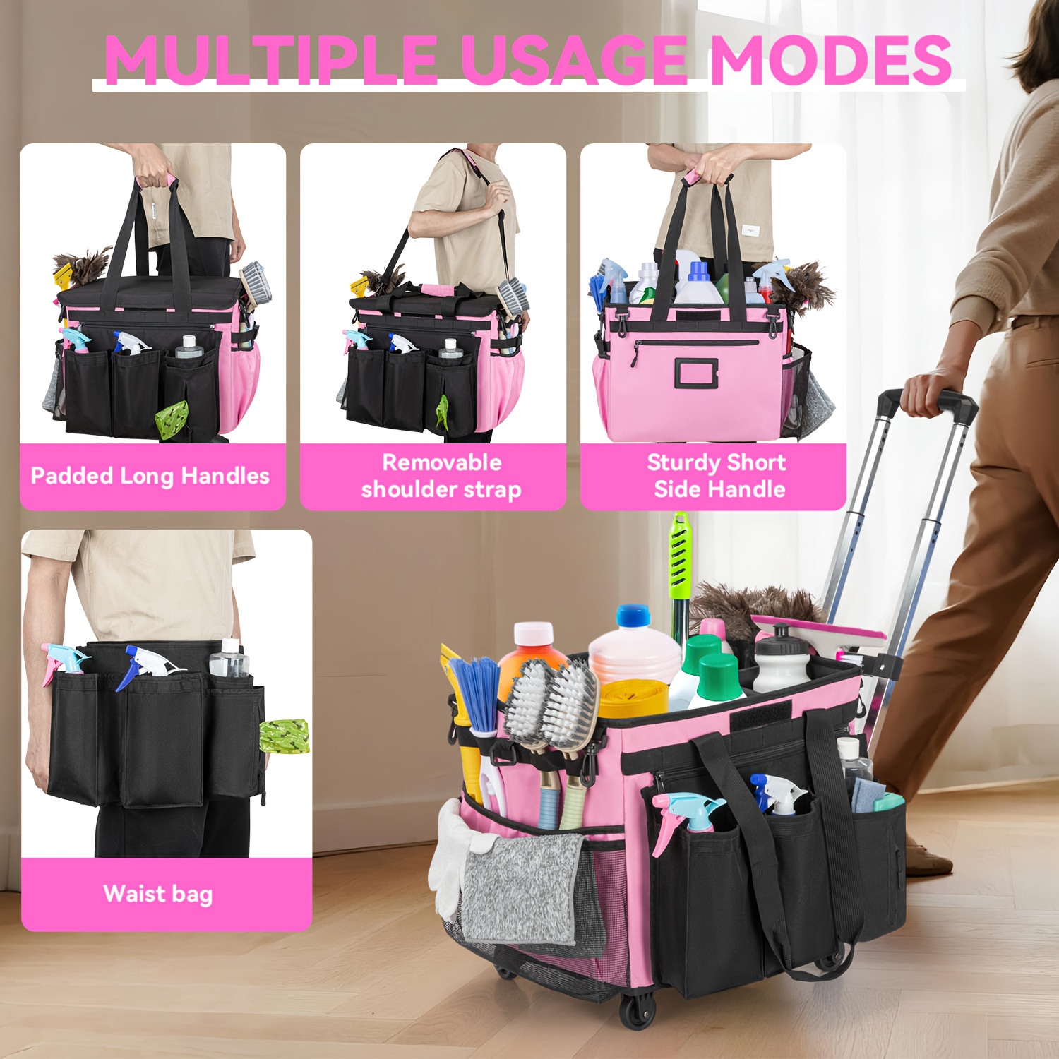 High-Capacity Large Rolling Cleaning Caddy Bag With Detachable... product image 8