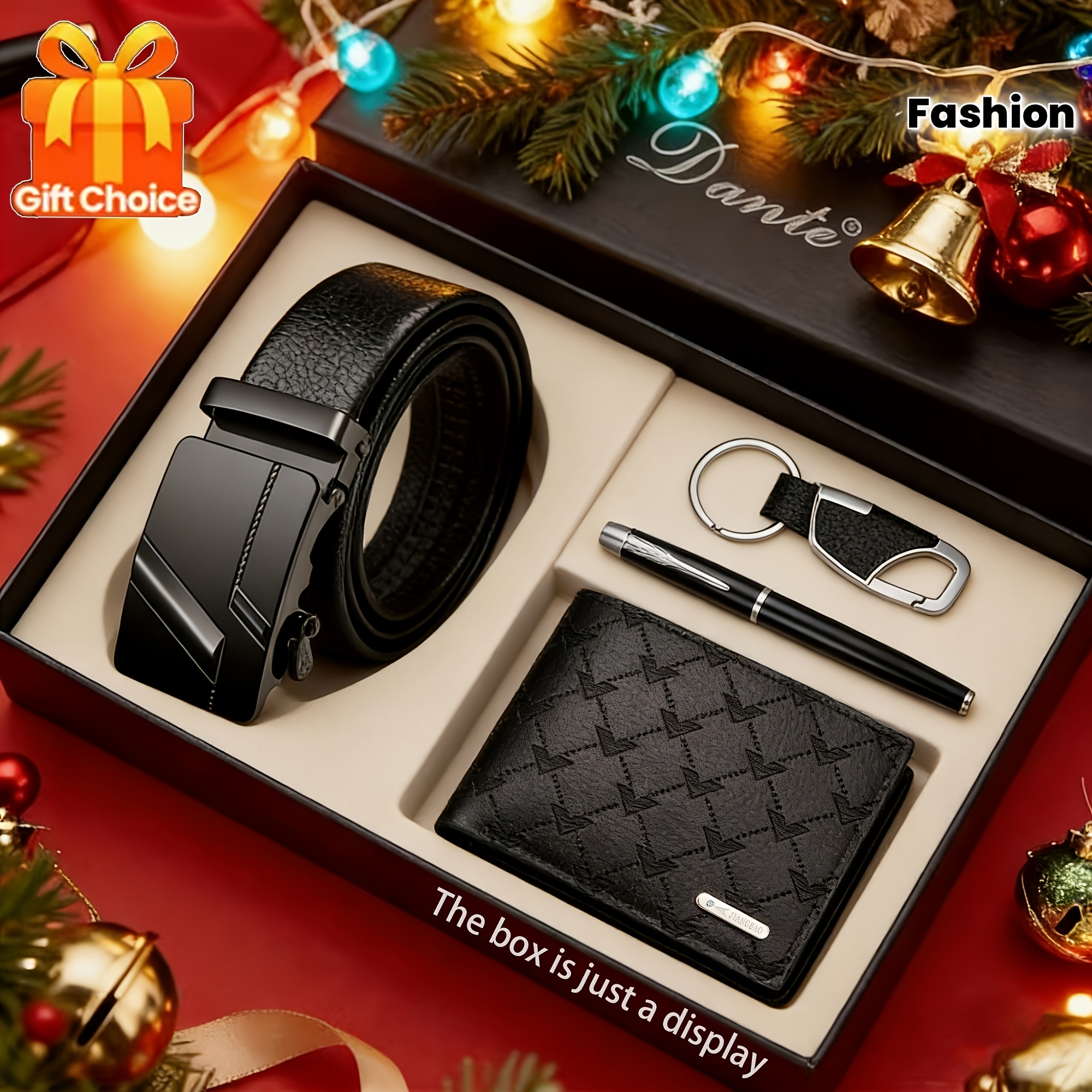 4pcs Men's Temperament Belt Writing Chain Set A Surprise Gift To Him On Father's Day Birthday