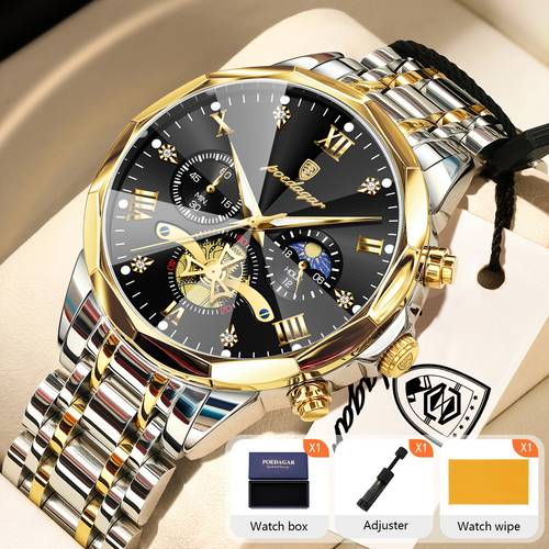luxury mens watch luminous waterproof chronograph day and night display mens wristwatch